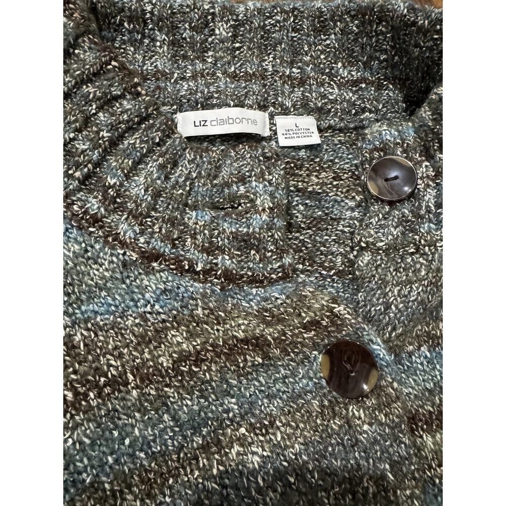 Liz Claiborne Button Up Short Sleeve Knit Sweater Multicolor Color Size L - Picture 6 of 8